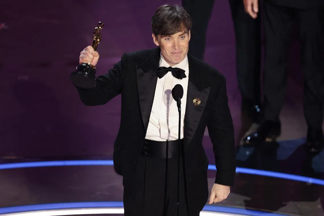 Cillian Murphy wins the Oscar for Best Actor for Oppenheimer at the 96th Academy Awards in Hollywood, on March 10.