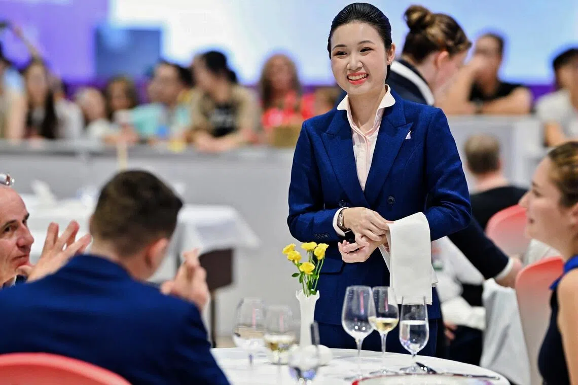 Republic Polytechnic’s Charmaine Lee won silver in restaurant service, competing against 27 others.