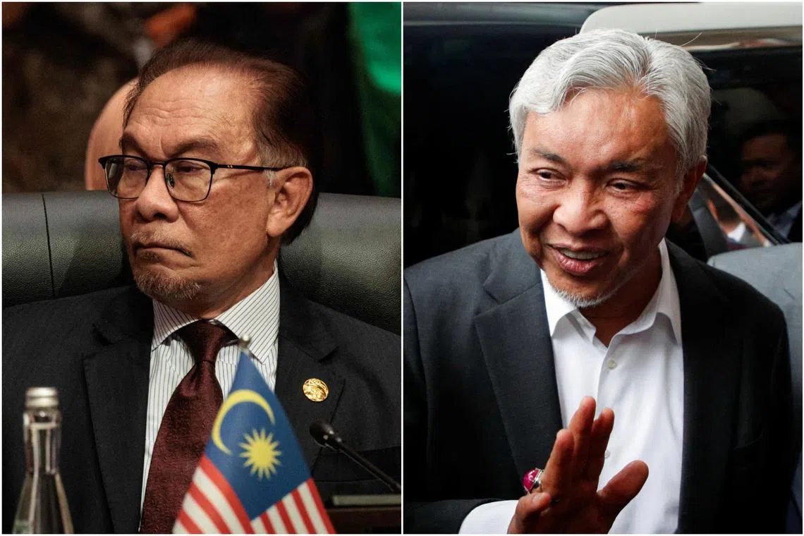 The court decision reignited speculation that Malaysia PM Anwar Ibrahim (left) made a deal with Mr Zahid Hamidi to gain support in exchange for the dropping of the case.