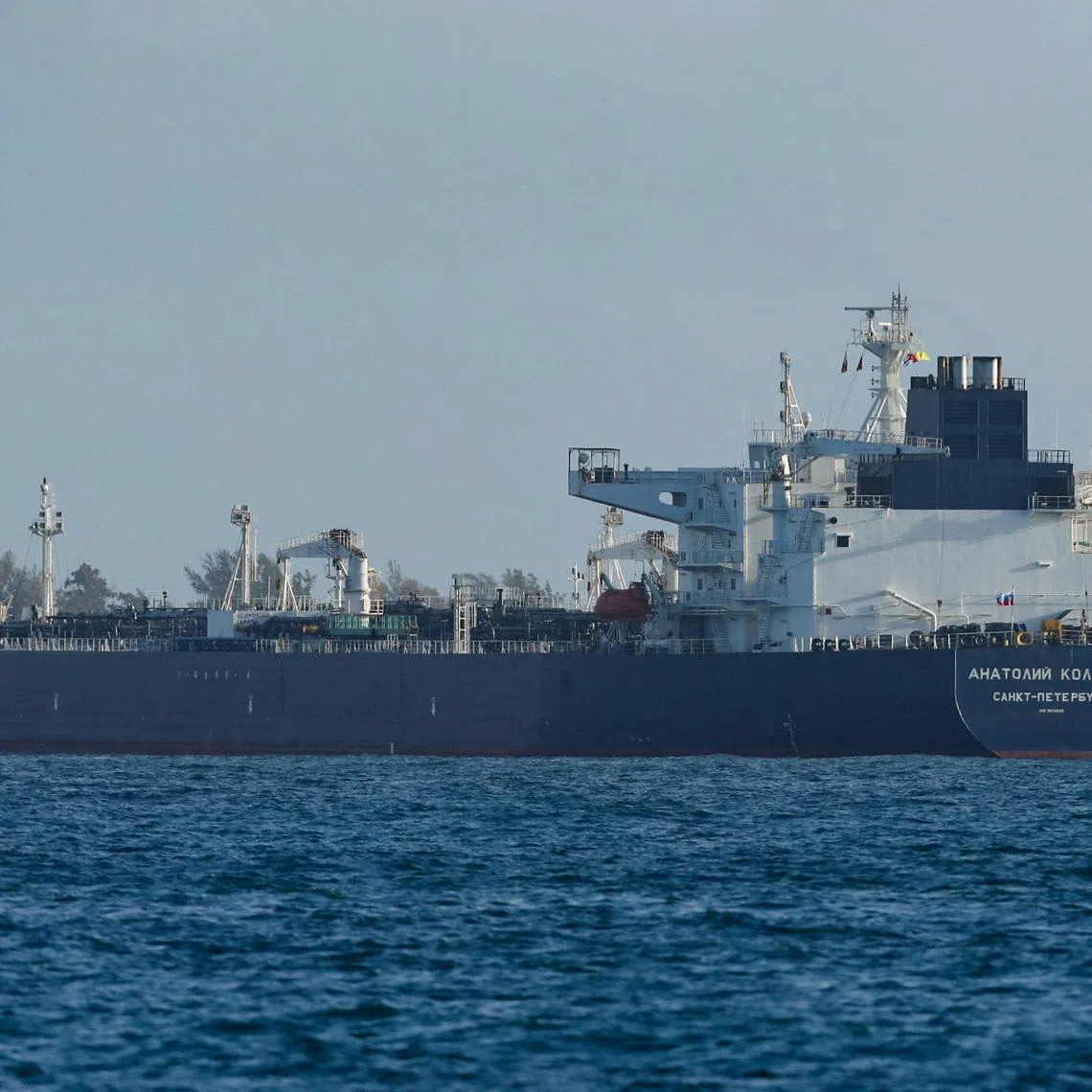 The Russian-flagged oil tanker Anatoly Kolodkin pictured in Matanzas Bay in Cuba on March 31.
