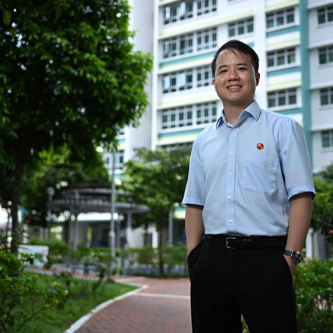 Portrait of Andre Low, WP candidate for Jalan Kayu SMC taken at 467B Fernvale Link on April 28, 2025.