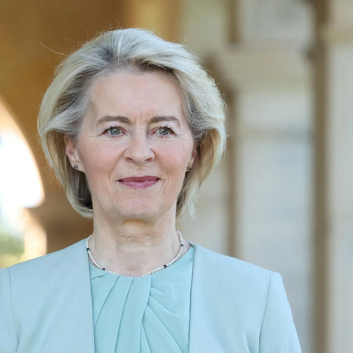FILE PHOTO: European Commission President Ursula von der Leyen walks at Admiralty House, in Sydney, Australia, March 23, 2026. REUTERS/Hollie Adams/File Photo