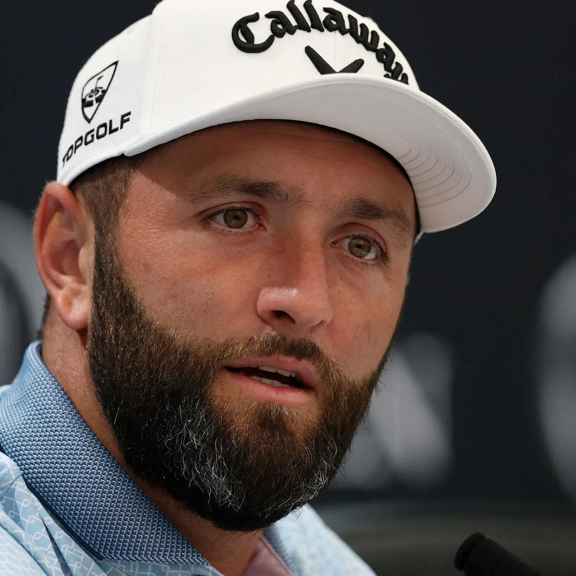 Golf - The 154th Open Championship - Royal Birkdale Golf Club, Southport, Britain - July 14, 2026 Spain's Jon Rahm during the press conference REUTERS/Andrew Boyers