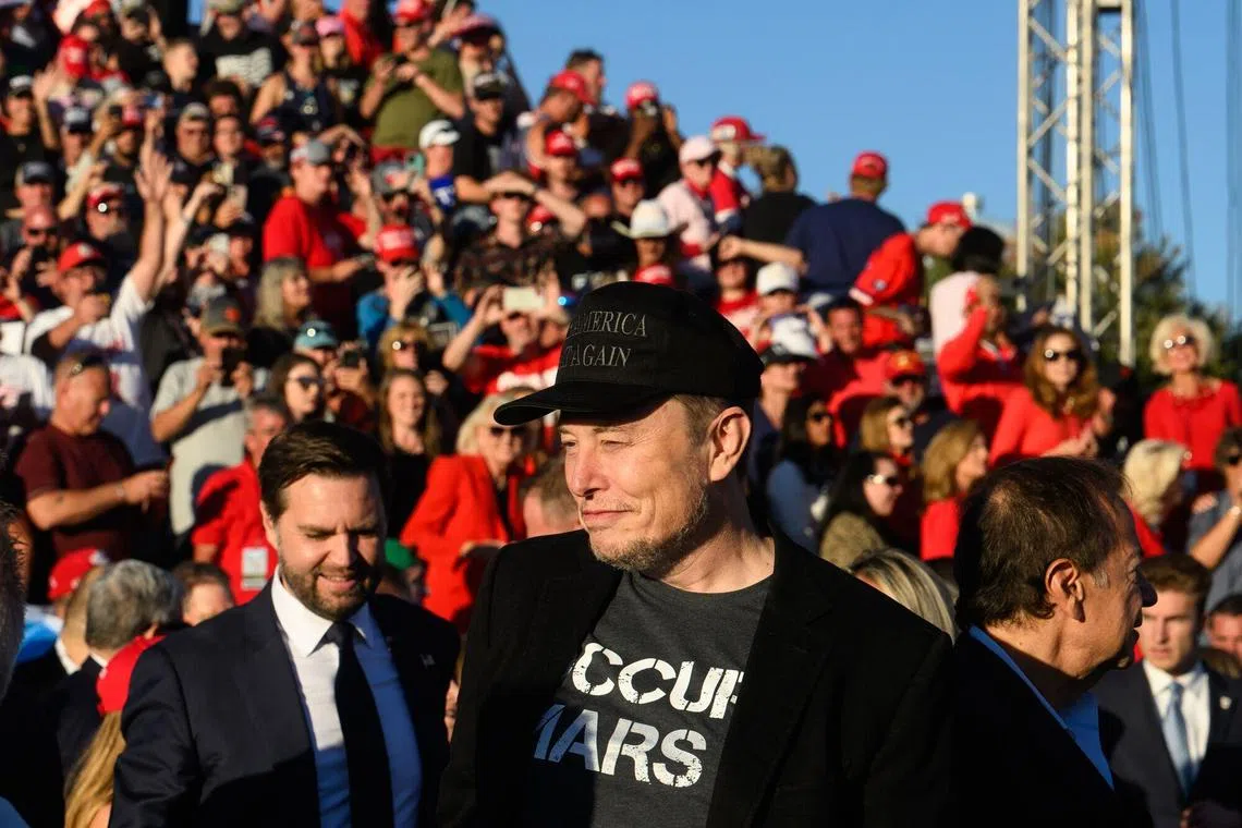 Mr Elon Musk is offering US$47 to those who identify likely voters for Donald Trump in seven battleground states.