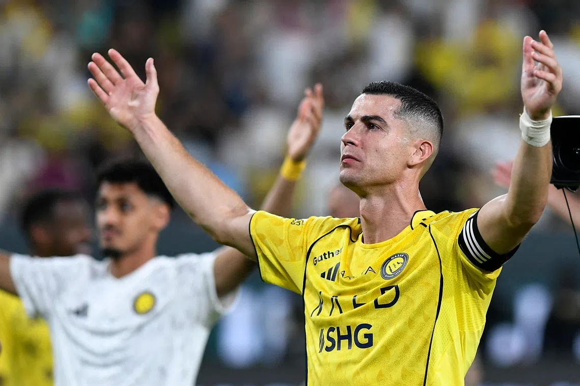 Soccer Football - Saudi Pro League - Al Nassr v Al Fayah - Al Awwal Park, Riyadh, Saudi Arabia - November 1, 2025 Al Nassr's Cristiano Ronaldo celebrates after the match REUTERS/Stringer