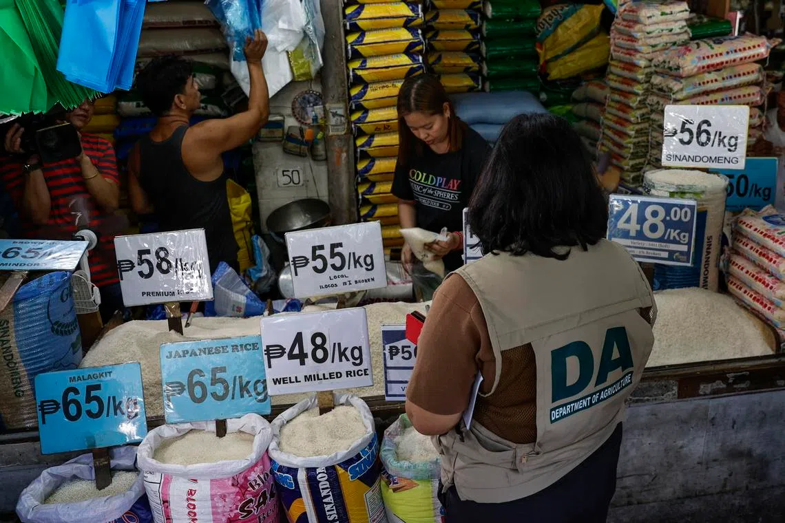Weaker currencies are pushing up prices for essentials like rice sold in Philippine public markets.