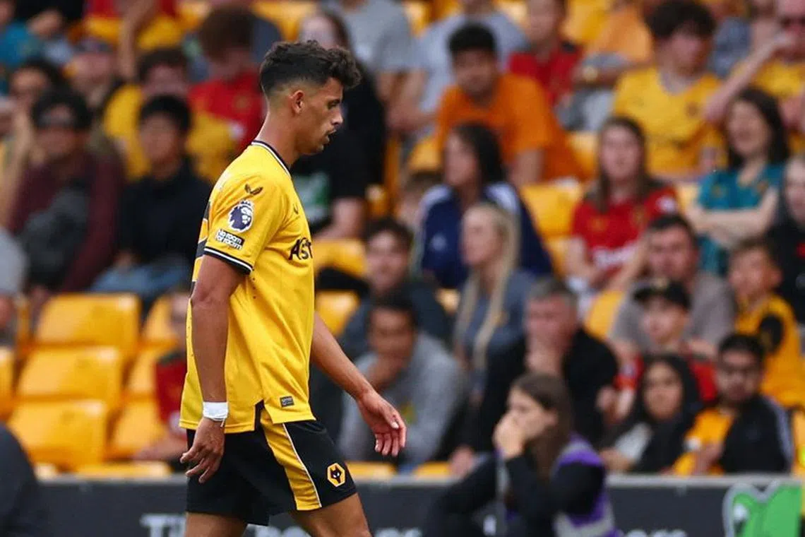 FILE PHOTO: Soccer Football - Premier League - Wolverhampton Wanderers v Brighton & Hove Albion - Molineux Stadium, Wolverhampton, Britain - August 19, 2023 Wolverhampton Wanderers' Matheus Nunes reacts after being sent off Action Images via Reuters/Andrew Boyers/File Photo