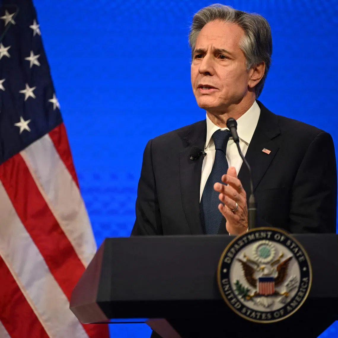 US Secretary of State Antony Blinken was interrupted multiple times as he delivered opening remarks at his final news conference.