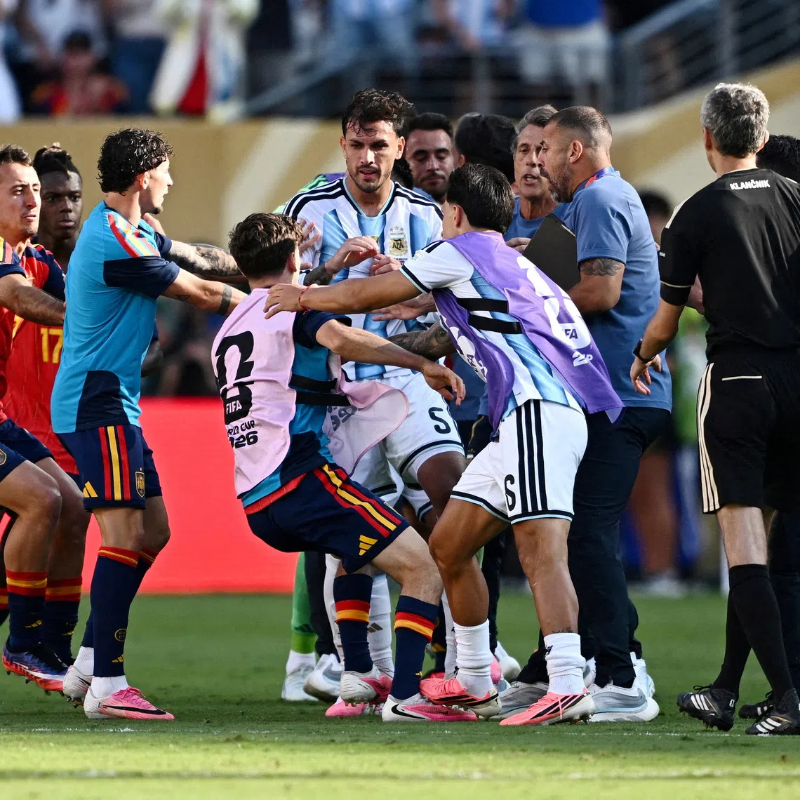 Argentina’s Leandro Paredes received a 10-match suspension, while teammate Nahuel Molina was suspended for seven games.