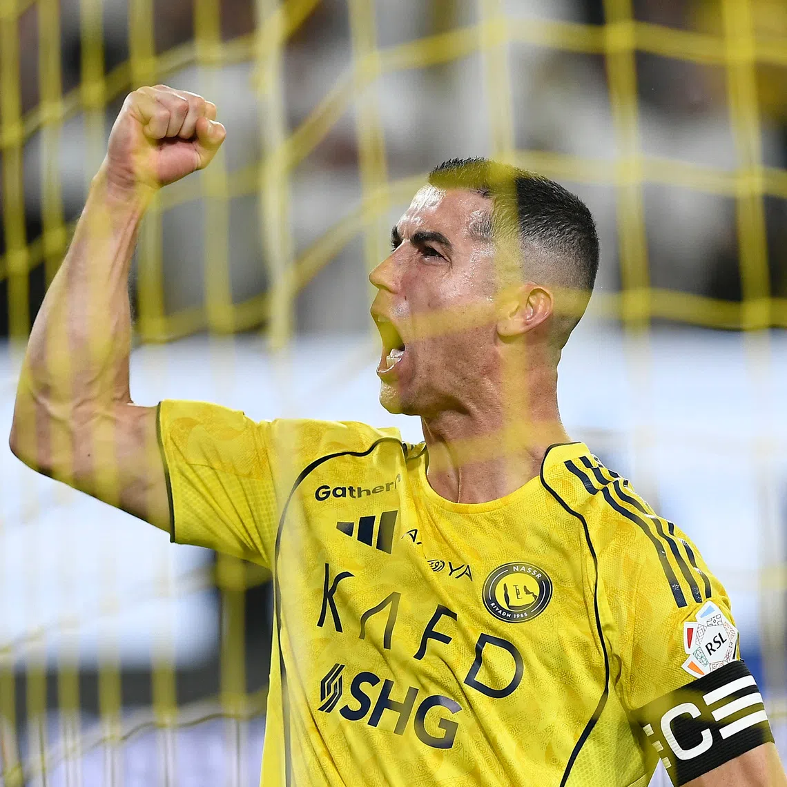 Soccer Football - Saudi Pro League - Al Nassr v Al Fayah - Al Awwal Park, Riyadh, Saudi Arabia - November 1, 2025 Al Nassr's Cristiano Ronaldo celebrates scoring their second goal REUTERS/Stringer