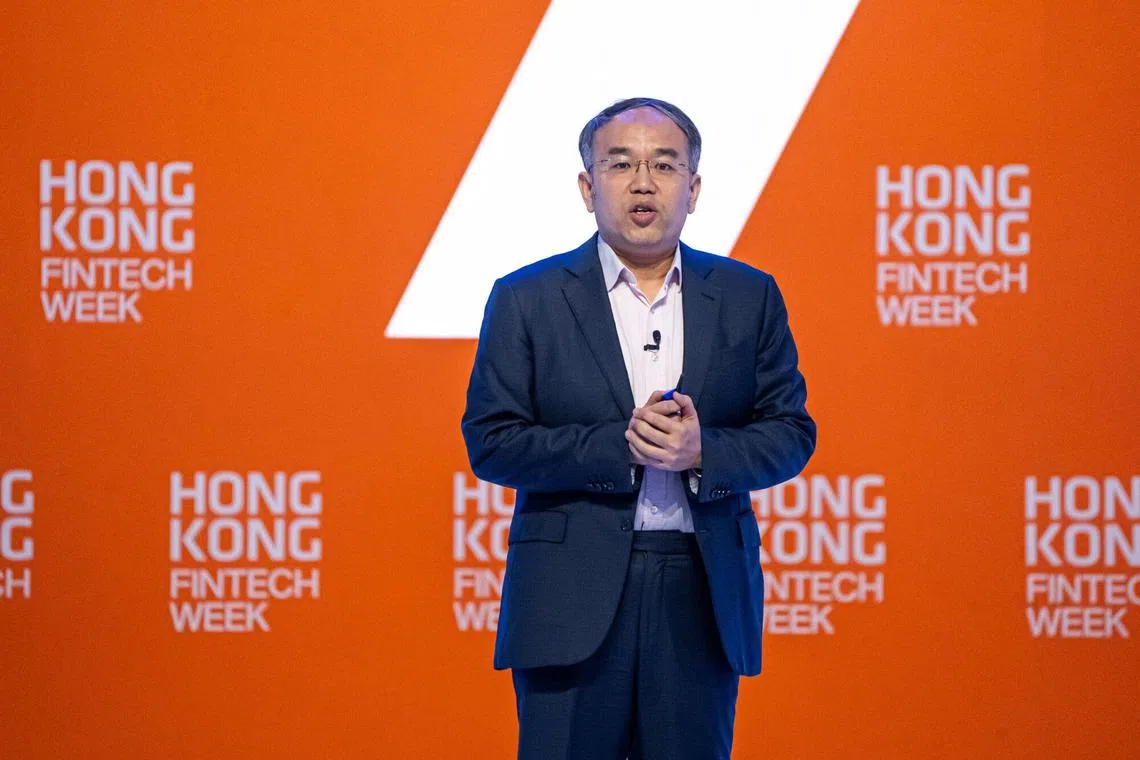 Christopher Hui, Hong Kong's secretary for financial services and the treasury, during the Hong Kong Fintech Week in Hong Kong, China, on Monday, Oct. 28, 2024. The conference runs through Nov. 1. Photographer: Lam Yik/Bloomberg