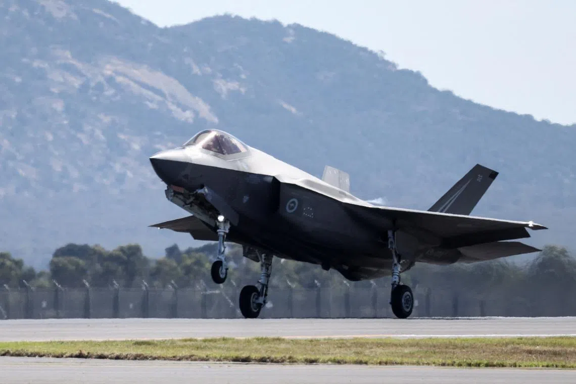 A F-35A Lightning II takes off during the Australian International Airshow in Avalon, Australia March 25, 2025. REUTERS/Hollie Adams