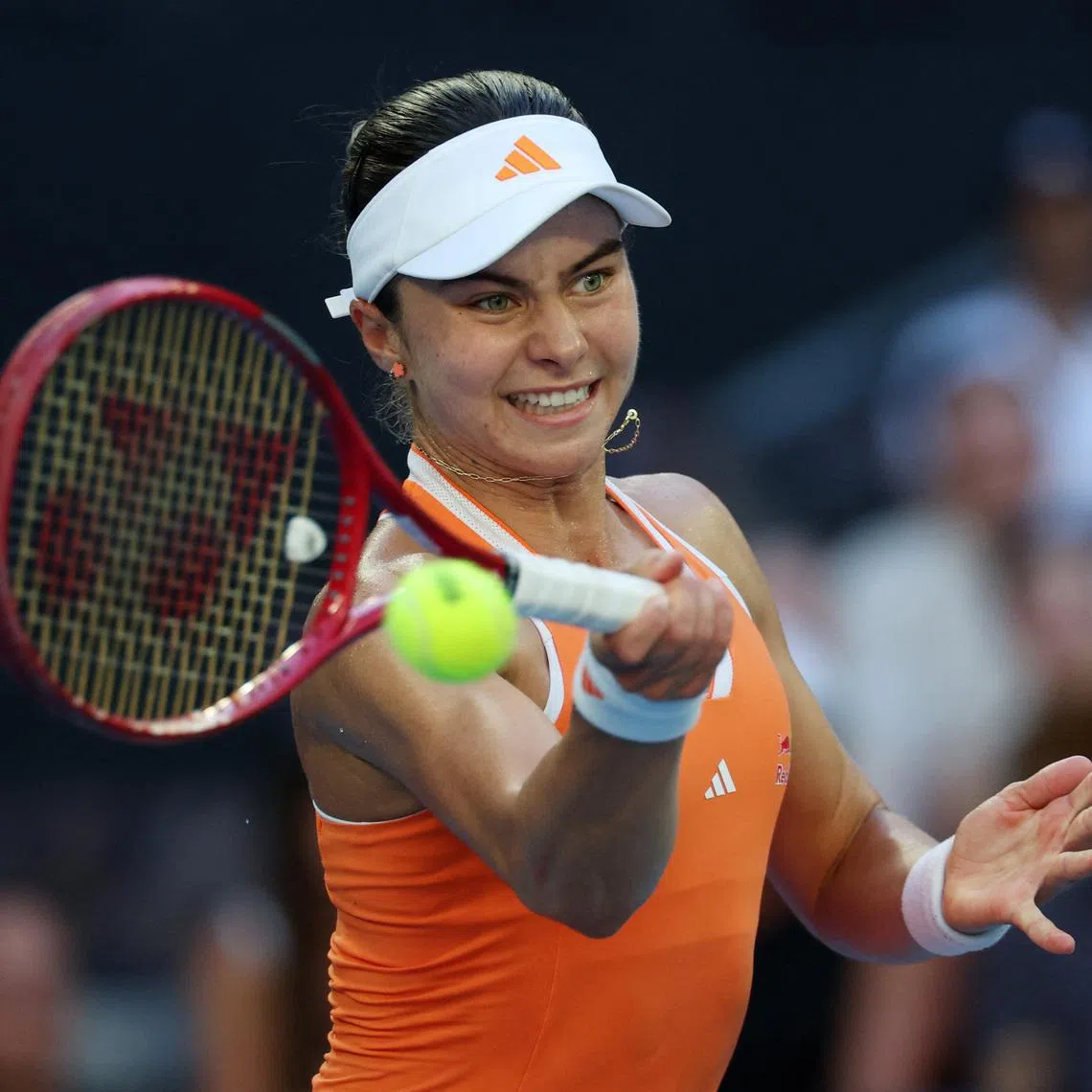 Tennis - Australian Open - Melbourne Park, Melbourne, Australia - January 23, 2026 Iva Jovic of the U.S. in action during her third round match against Italy's Jasmine Paolini REUTERS/Hollie Adams