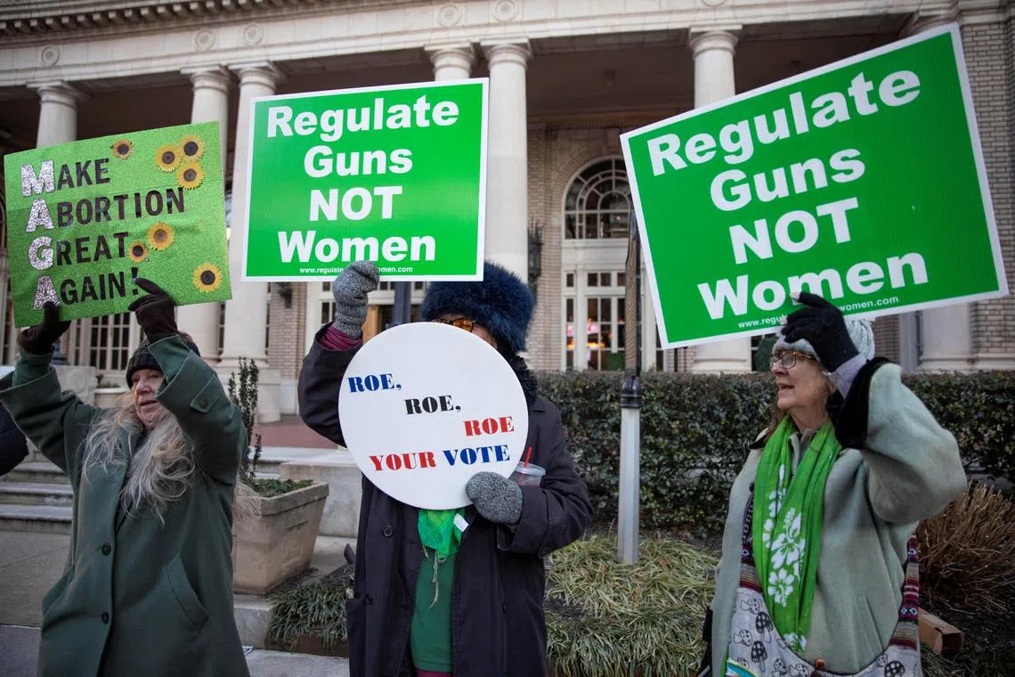Abortion rights demonstrators rally during the annual Women's March in Atlanta, Georgia, on Jan 20.