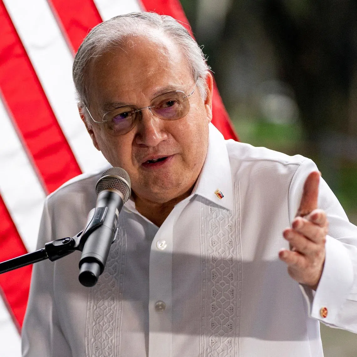 Philippine Ambassador to the U.S. Jose Manuel Romualdez speaks during a U.S. Trade and Development Agency Offshore Wind Grant Signing at Ayala Triangle Gardens in Manila, Philippines, August 6, 2022. Andrew Harnik/Pool via REUTERS