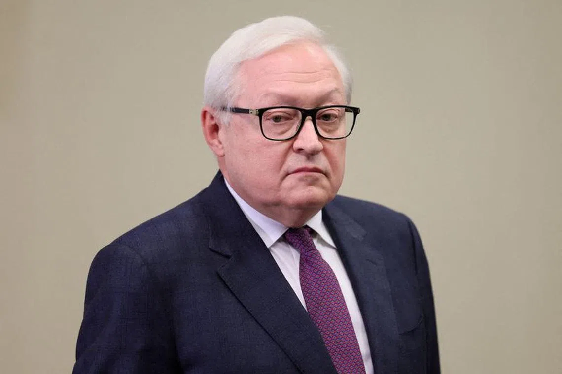 Russian Deputy Foreign Minister Sergei Ryabkov attends a meeting chaired by Russian President Vladimir Putin at the Novo-Ogaryovo state residence outside Moscow, Russia October 16, 2023. Sputnik/Gavriil Grigorov/Pool via REUTERS/File Photo