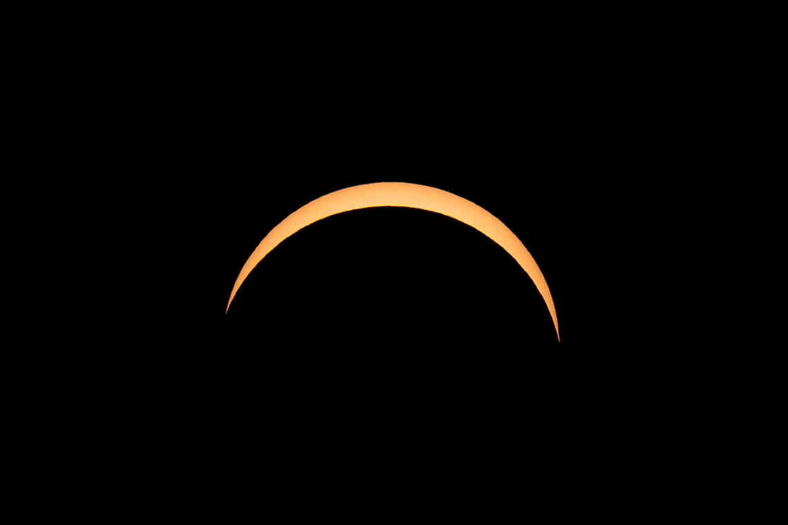 epa13164822 The Moon obscures the Sun during a partial solar eclipse from the summit of Niesen in the Bernese Oberland, Switzerland, 12 August 2026. A total solar eclipse will sweep across parts of Europe and the North Atlantic on 12 August, with the path of totality moving through Greenland, Iceland, Spain, and a small section of northeastern Portugal, while surrounding areas across Europe experience a partial solar eclipse, according to the European Space Agency (ESA). EPA/ANTHONY ANEX