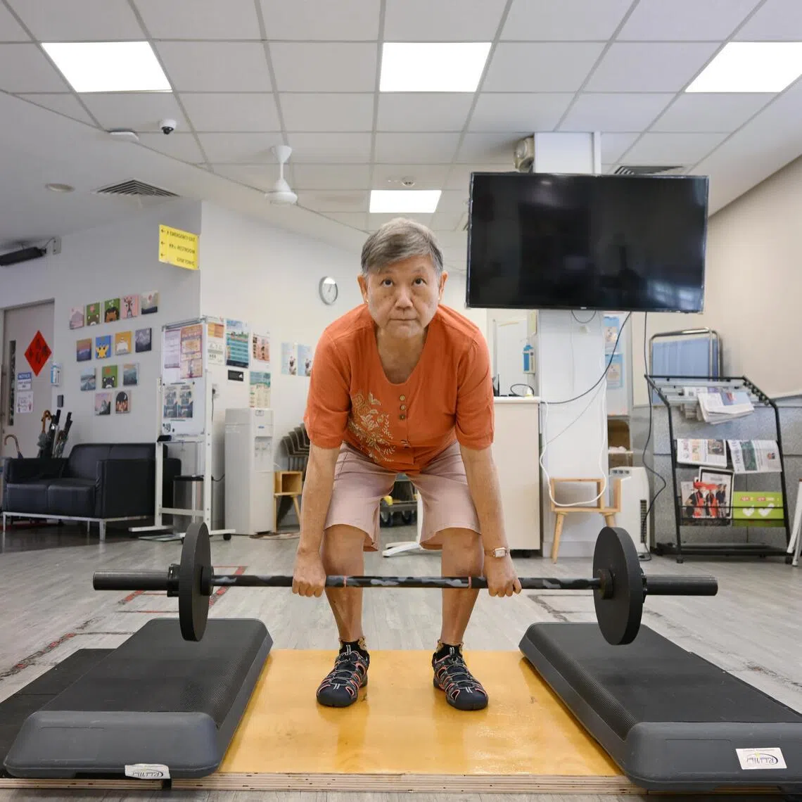 Ms Esther Teo, 66, can deadlift up to 50kg.