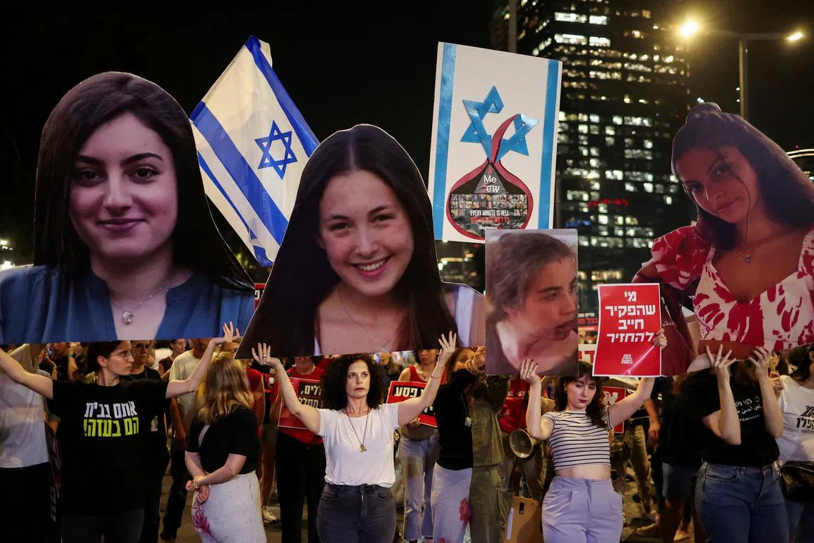 Demonstrators in Tel Aviv demand a ceasefire to allow the immediate release of hostages still being held by the militant group Hamas.
