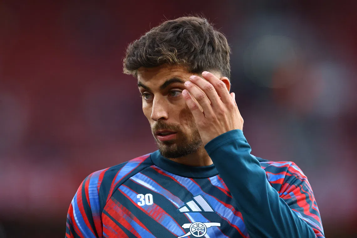 Soccer Football - Premier League - Arsenal v Coventry City - Emirates Stadium, London, Britain - August 21, 2026 Arsenal's Kai Havertz during the warm up before the match Action Images via Reuters/Peter Cziborra