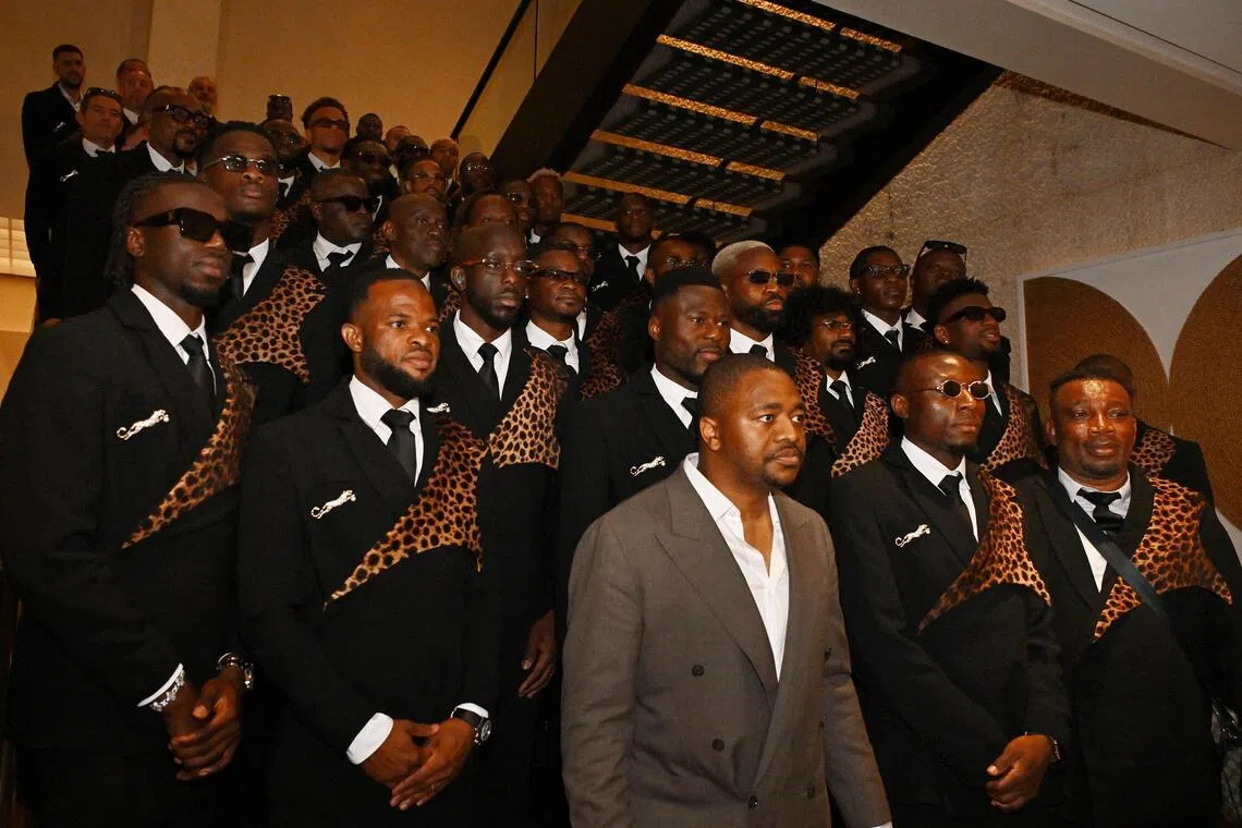 DR Congo players arrive at the hotel in Houston ahead of the FIFA World Cup on June 11.