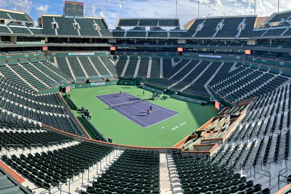 FILE PHOTO: Oct 5, 2021; Indian Wells, CA, USA; General view of stadium court at the Indian Wells Tennis Garden. Jayne Kamin-Oncea-USA TODAY Sports/ File Photo
