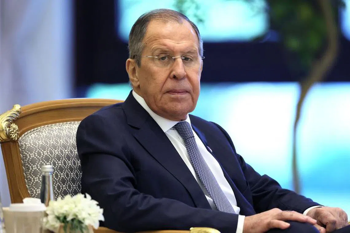 Russian Foreign Minister Sergei Lavrov attends a meeting of President of the United Arab Emirates Sheikh Mohamed bin Zayed Al Nahyan and Russian President Vladimir Putin at Qasr Al Watan in Abu Dhabi, United Arab Emirates December 6, 2023. Sputnik/Sergei Savostyanov/Pool via REUTERS/File Photo