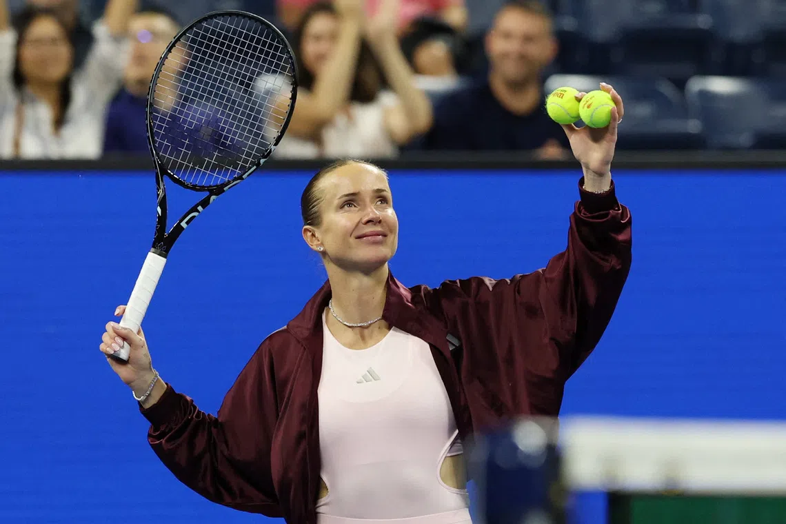 Tennis - U.S. Open - Flushing Meadows, New York, United States - August 30, 2026 Ukraine's Elina Svitolina throws balls to the crowd after winning her first round match against Argentina's Sola Sierra IMAGN IMAGES via REUTERS/Geoff Burke