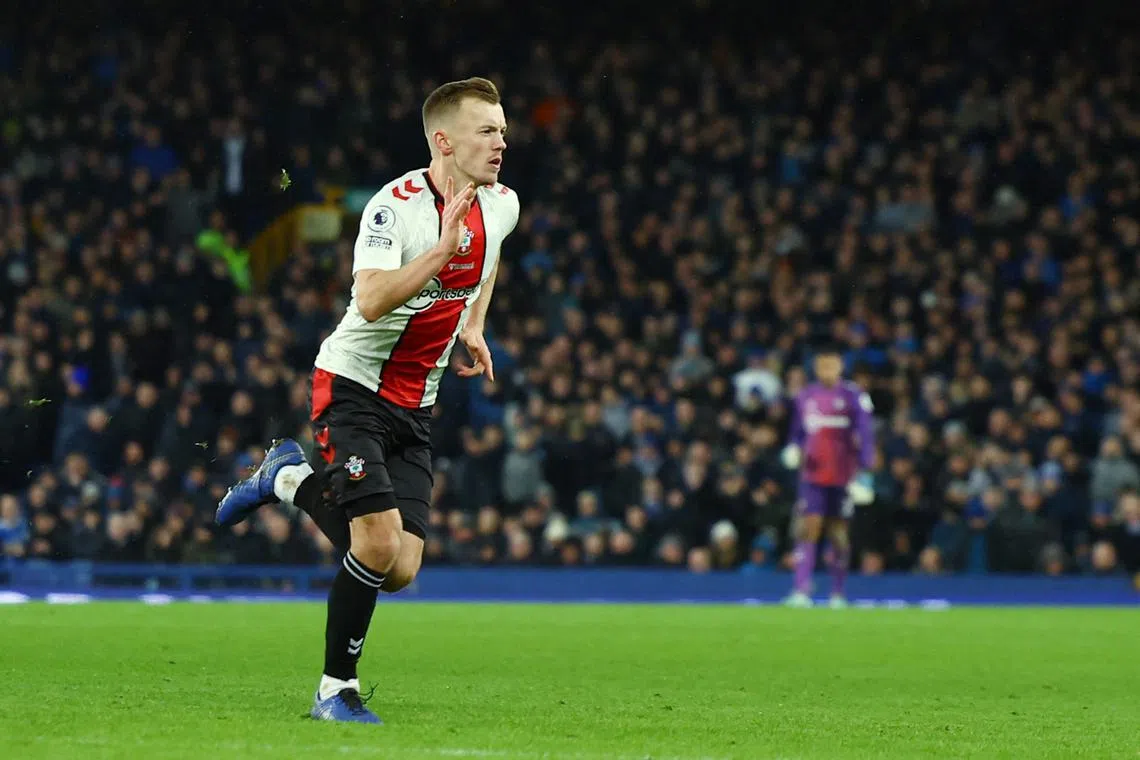 Southampton's James Ward-Prowse celebrates scoring their second goal.