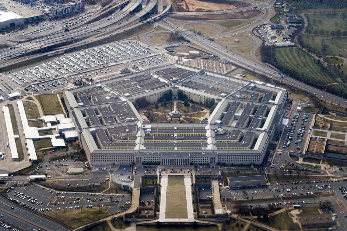 FILE PHOTO: The Pentagon is seen from the air in Washington, D.C., U.S., March 3, 2022. REUTERS/Joshua Roberts/File Photo