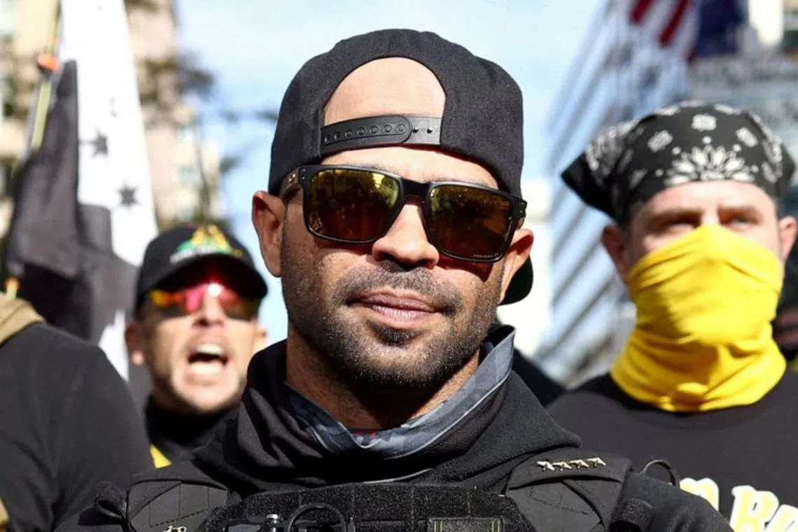 Enrique Tarrio (centre) was given the longest sentence so far handed down in connection with the Jan 6 riots.