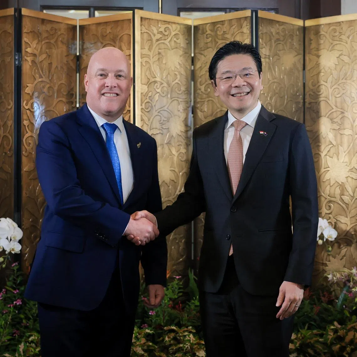 There are synergies for both countries to collaborate on artifical inntelligence, said Prime Minister Lawrence Wong (right) at the Singapore-New Zealand Leadership Forum.