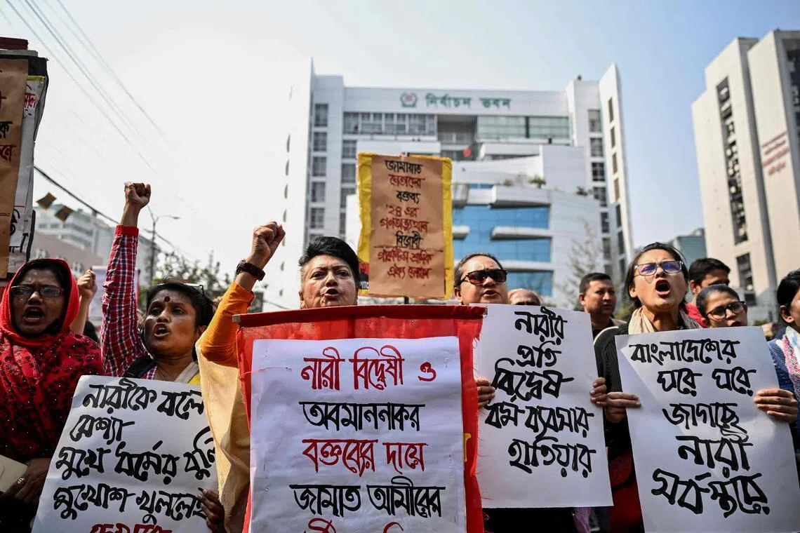 Bangladesh women march to demand representation in Feb 12 polls