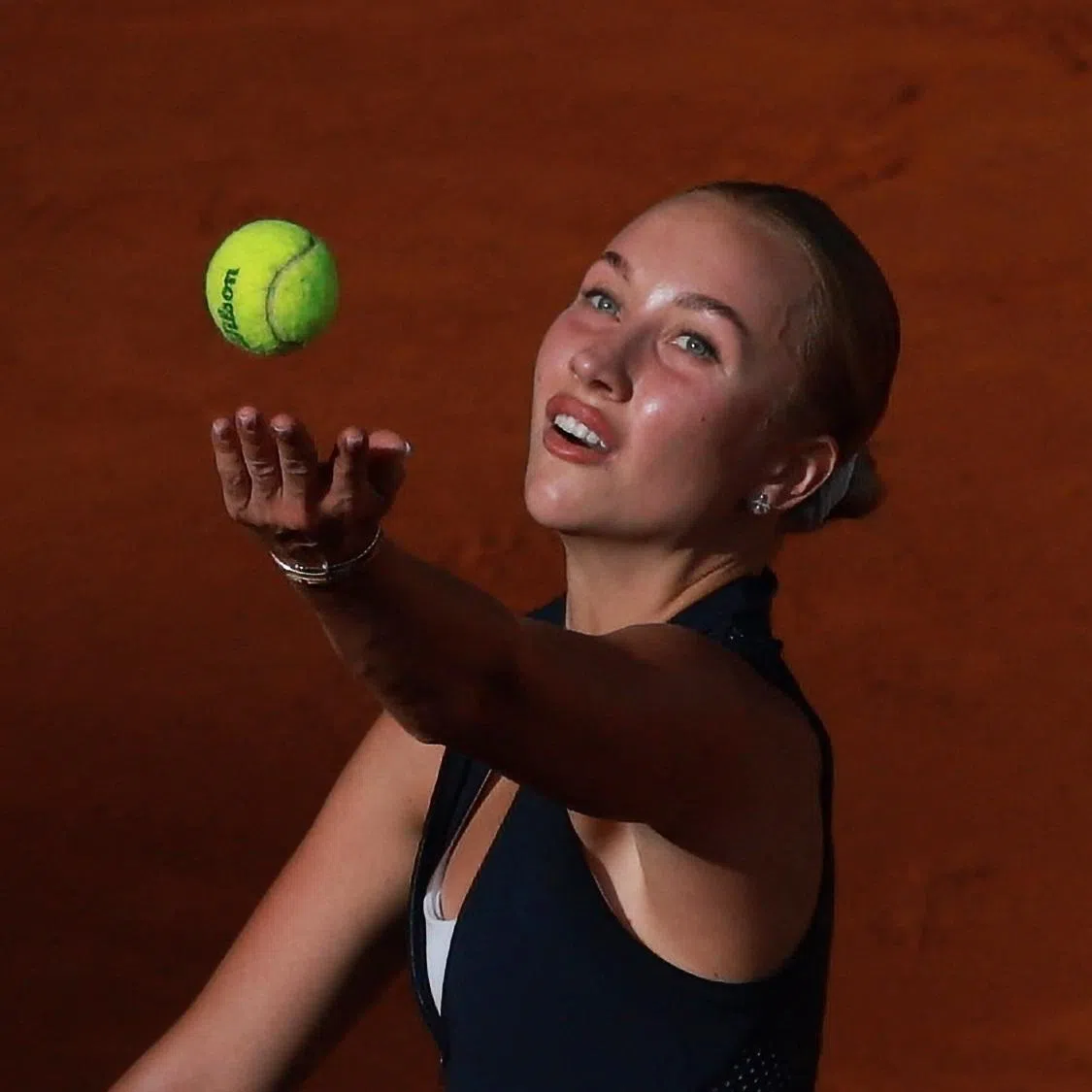Tennis - French Open - Roland Garros, Paris, France - May 30, 2026 Austria's Anastasia Potapova in action during her third round match against Coco Gauff of the U.S. REUTERS/Stephanie Lecocq