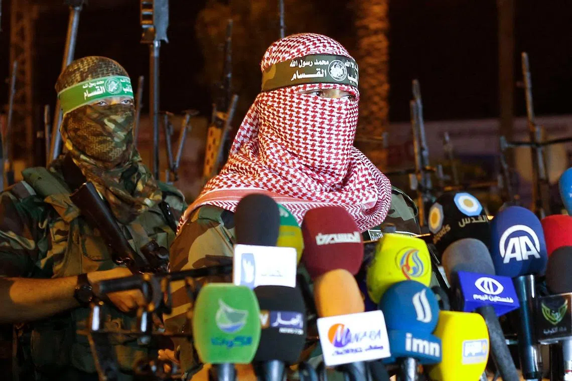 Since the war began, Abu Obeida had issued dozens of televised speeches and always appearing in military fatigues and a red keffiyeh scarf to obscure his face. 