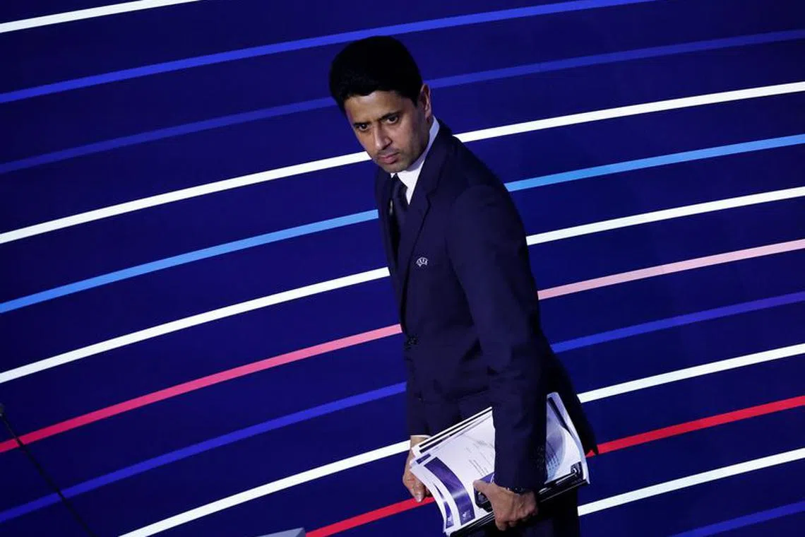 Soccer Football - UEFA Congress - Maison de la Mutualite, Paris, France - February 8, 2024 Paris St Germain president Nasser Al-Khelaifi during the UEFA Congress REUTERS/Gonzalo Fuentes