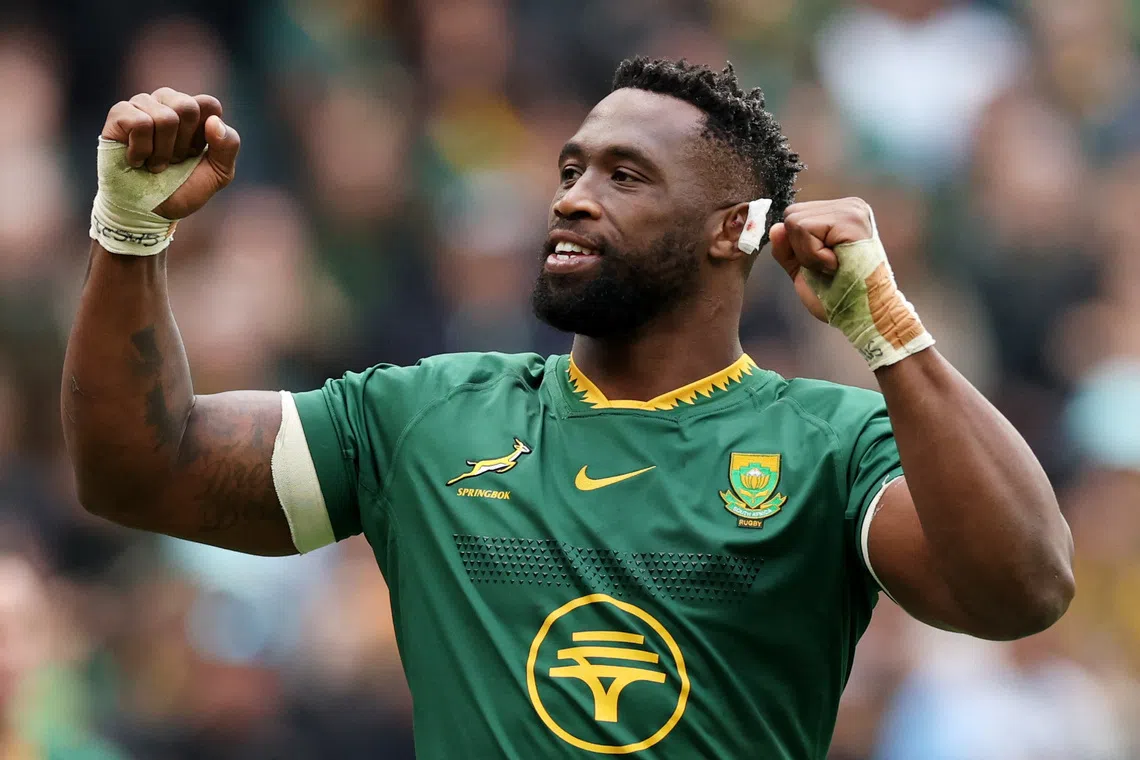 Rugby - Rugby Championship - Argentina v South Africa - Allianz Stadium, Twickenham, London, Britain - October 4, 2025 South Africa's Siya Kolisi celebrates after the match Action Images via Reuters/Paul Childs