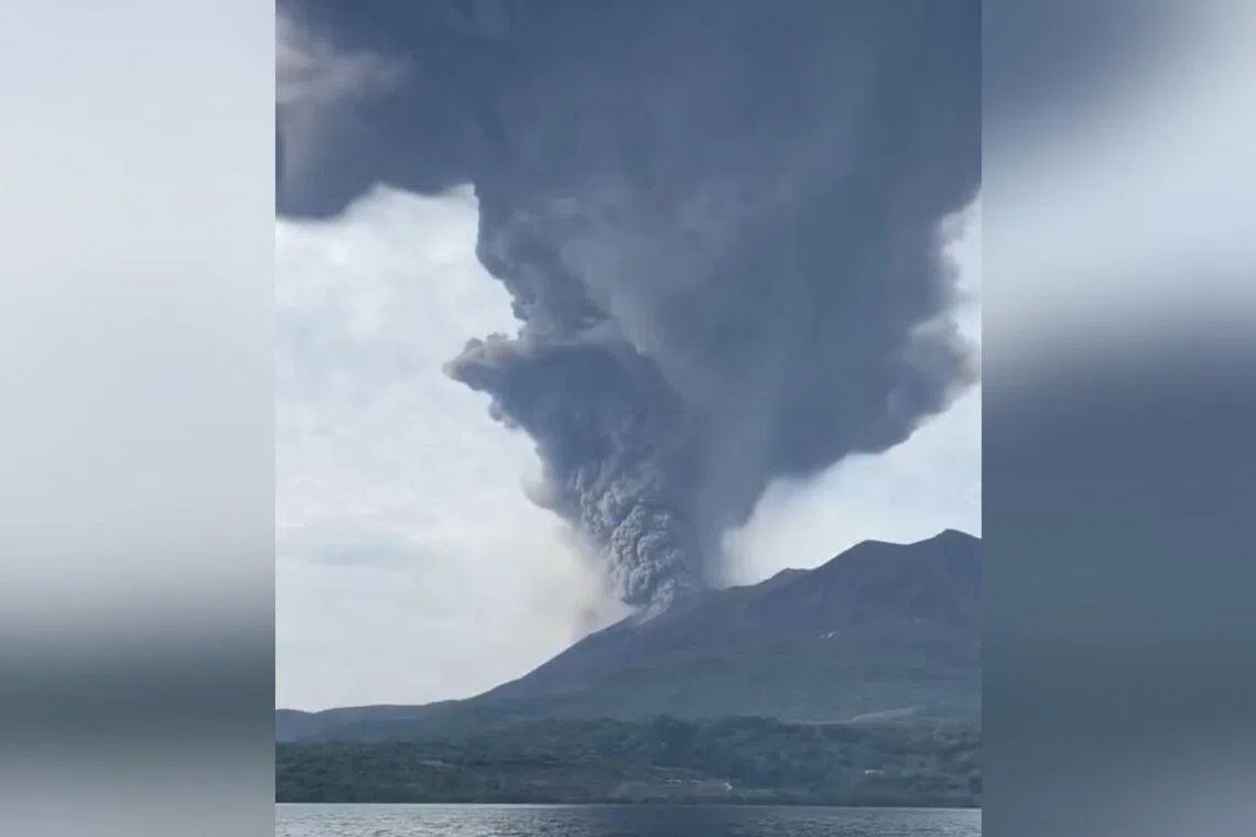 Sakurajima erupted after noon on April 11, sending ash soaring up to 3.4km.