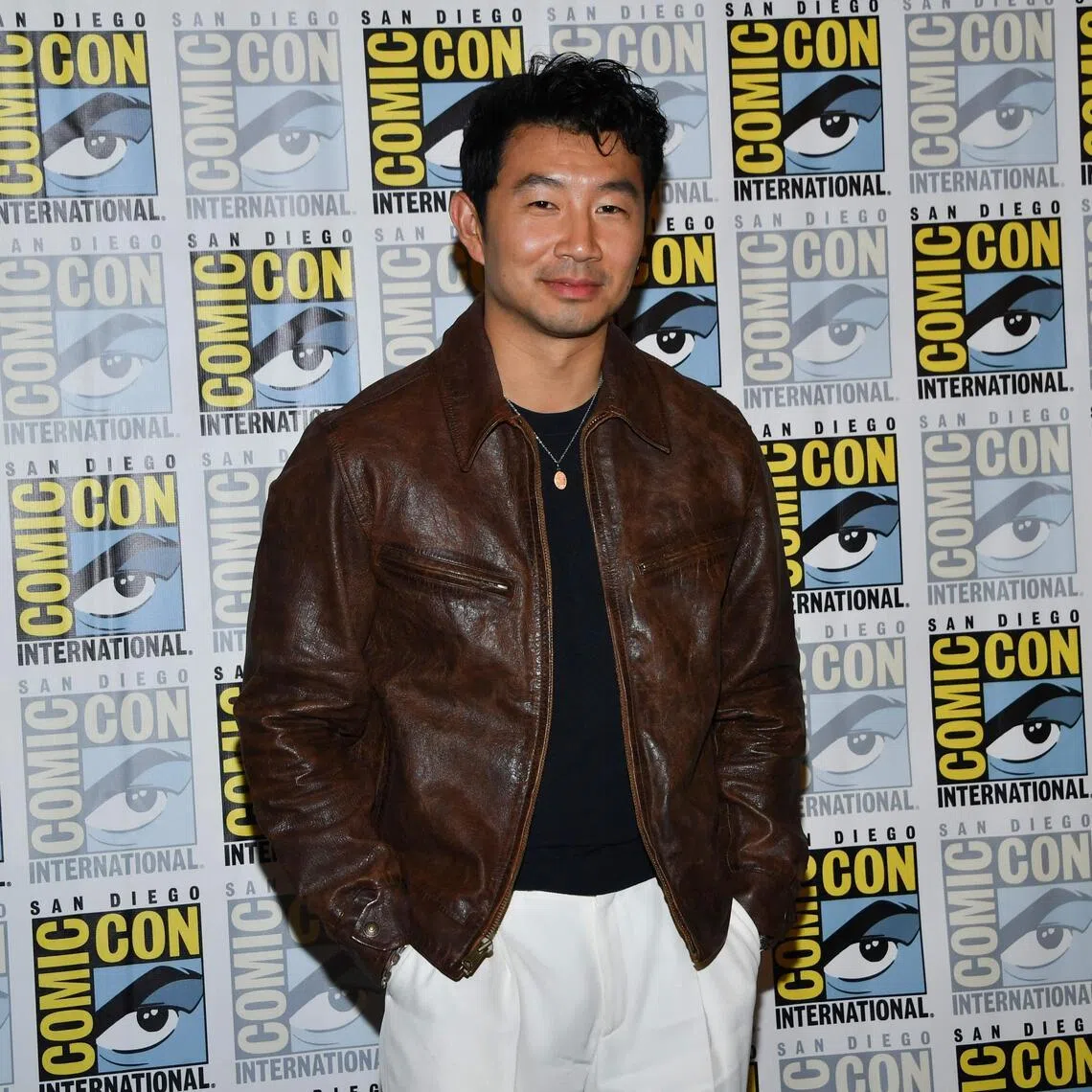 Canadian actor Simu Liu attends Marvel’s press room during Comic-Con International in San Diego, California, on July 25, 2026.