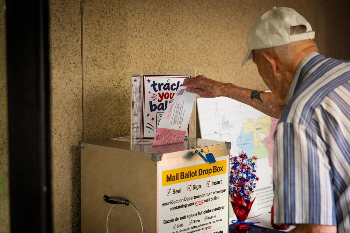 A voter at a primary day polling location at the City Hall in Henderson, Nevada, on June 9.