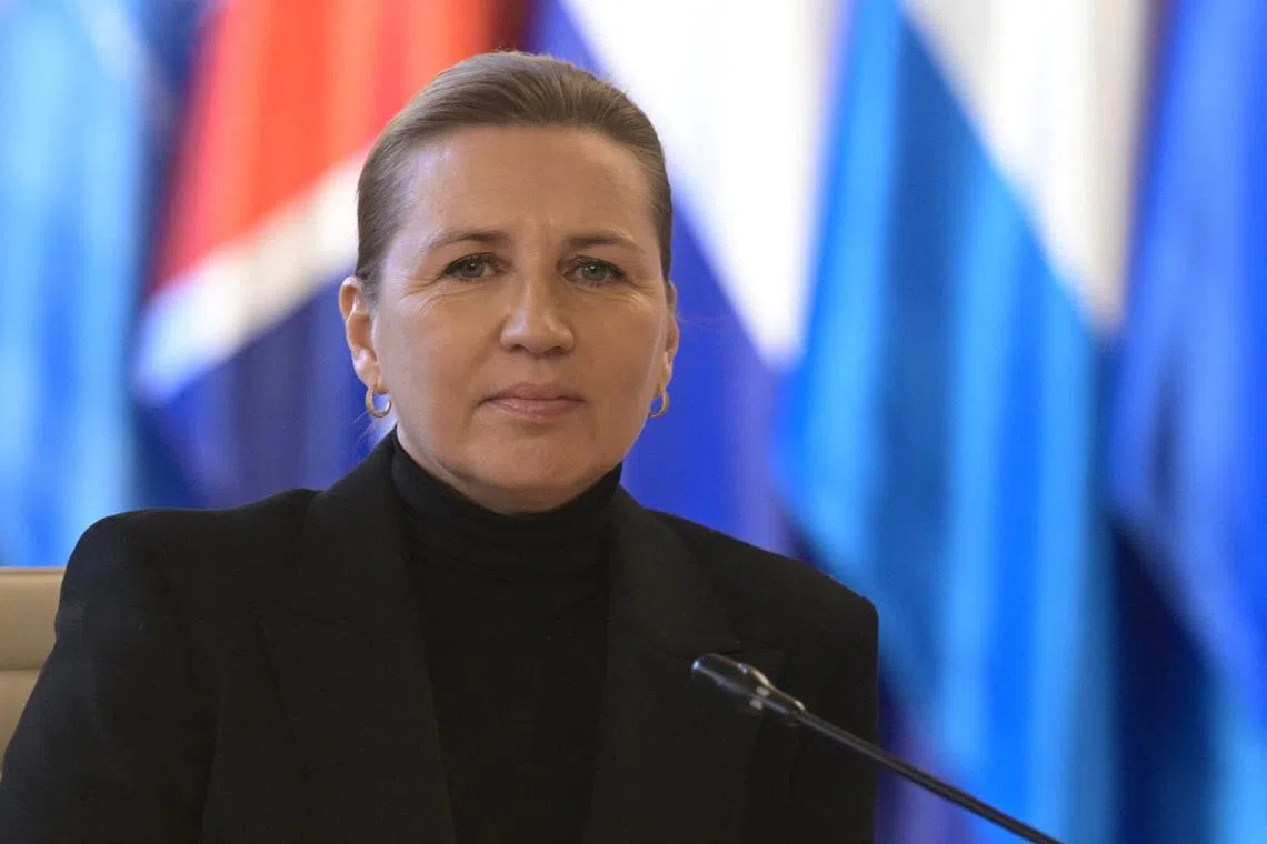 Danish Prime Minister Mette Frederiksen attends a session with heads of state at the Hamburg Townhall, on the day of the third international North Sea Summit, in Hamburg, Germany January 26, 2026. REUTERS/Fabian Bimmer/Pool