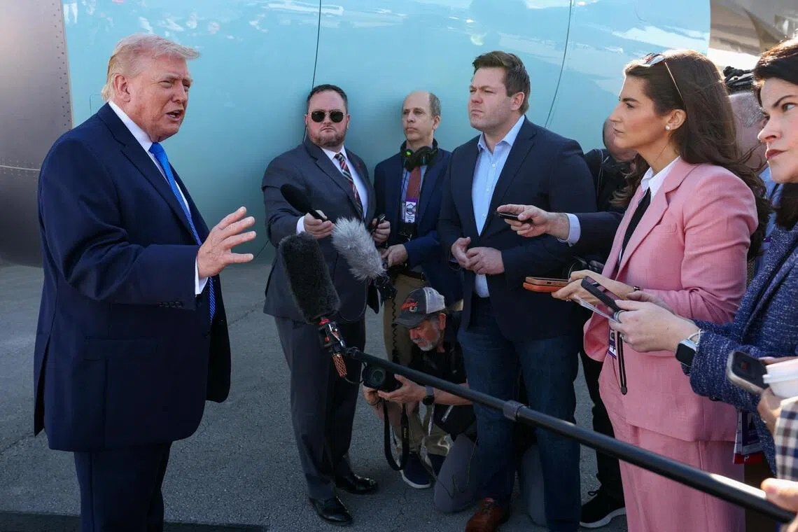 US President Donald Trump speaking to the media in Florida on March 23. 