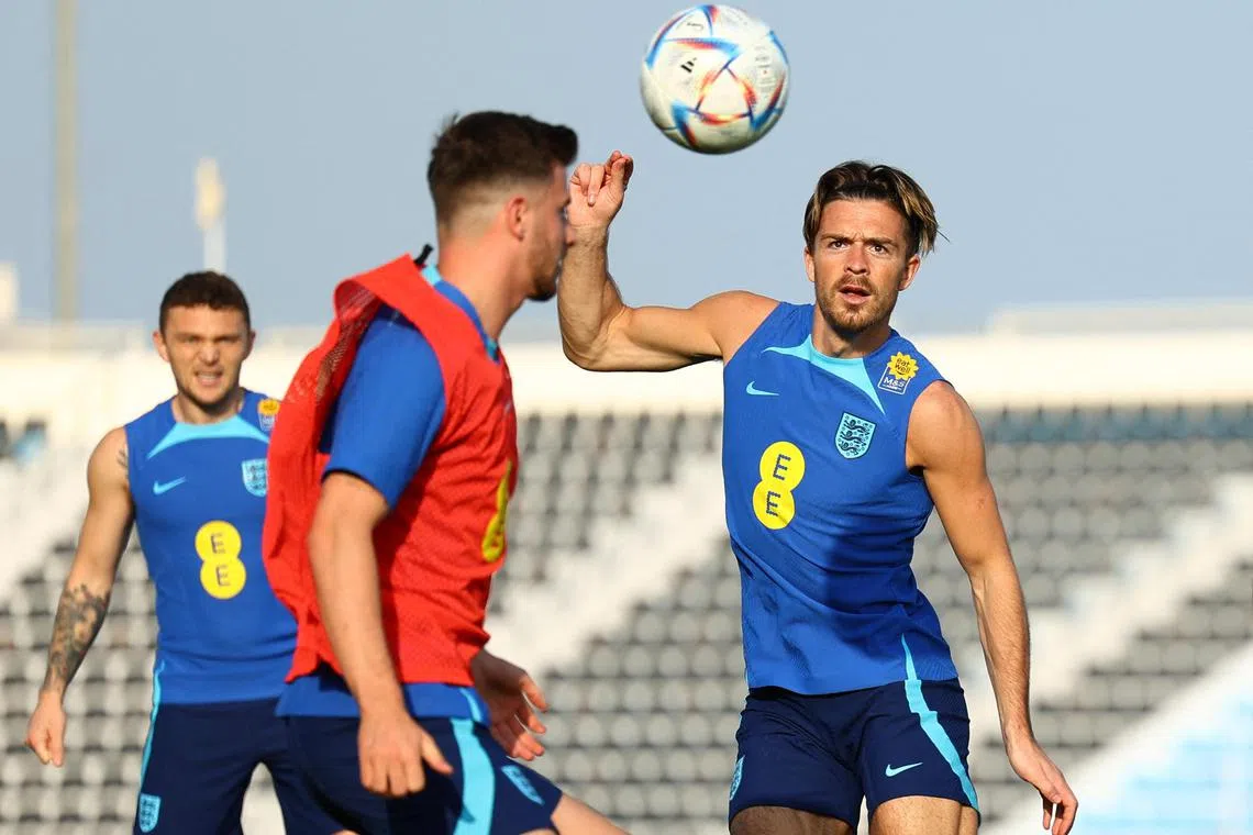 England's Jack Grealish during training on Dec 5, 2022.