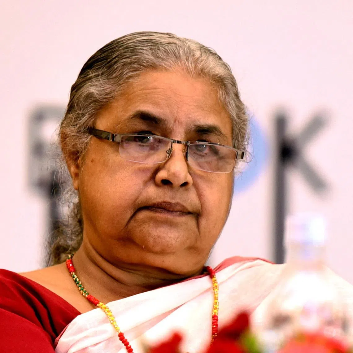 Nepal's former Chief Justice Sushila Karki looks on during the launch of her autobiography \"Nyaya\" at a ceremony in Kathmandu, Nepal, September 22, 2018. REUTERS/Stringer/File Photo