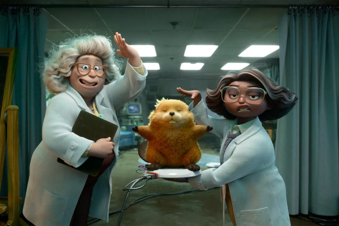 (L-R) Dr. Sam and Dr. Nisha in Pixar's HOPPERS. Photo courtesy of Pixar. © 2025 Disney/Pixar. All Rights Reserved.