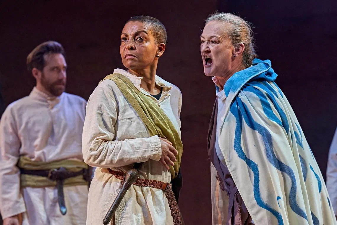 Actor and Director Adjoa Andoh performs on stage in the play "Richard III" in Liverpool, Britain in this handout picture taken in April, 2023. Manuel Harlan/Handout via REUTERS    THIS IMAGE HAS BEEN SUPPLIED BY A THIRD PARTY MANDATORY CREDIT NO RESALES. NO ARCHIVES