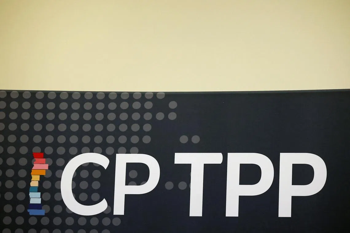 FILE PHOTO: The logo of Trans-Pacific Partnership (TPP) trade deal, is seen inside at the Ministry of Foreign Affairs in Santiago, Chile May 16, 2019. REUTERS/Rodrigo Garrido/File Photo