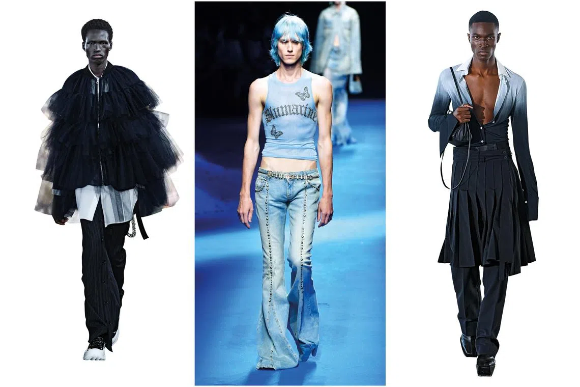 Menswear designed by (from left) Simon Rocha, Nicola Brognano and Peter Do.