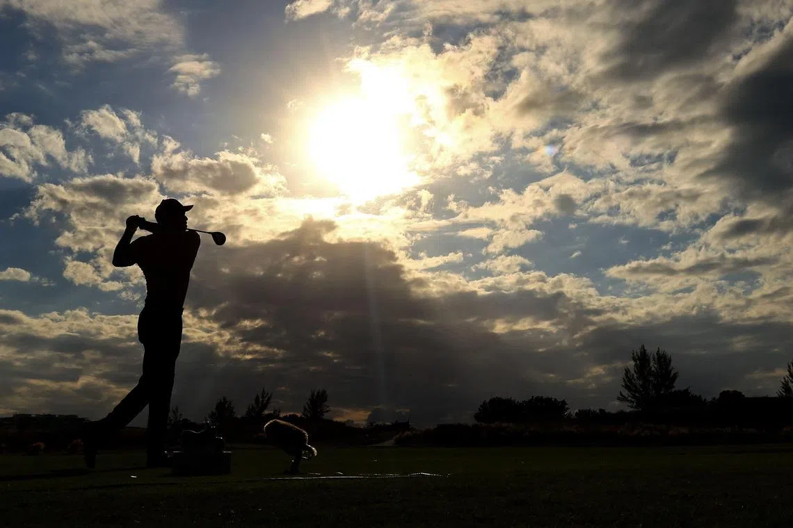 Tiger Woods hard at work during the first round of the Hero World Challenge in Nassau.