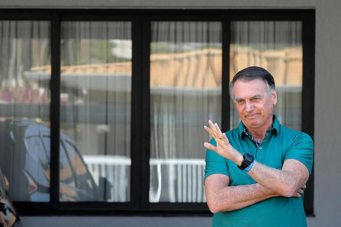 Former Brazilian president Jair Bolsonaro is pictured at his residence in Brasilia on Sept 11.